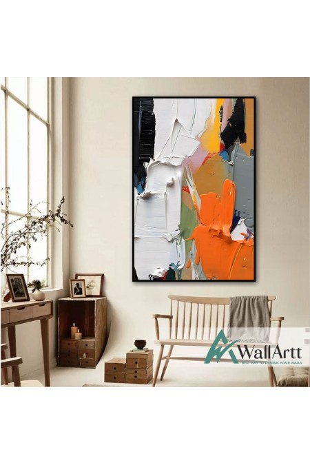 White n Orange II 3D Heavy Textured Partial Oil Painting
